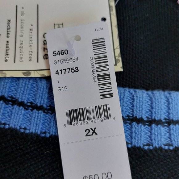 In Every Story Women's Black and Blue Stripped V-Neck Knitted Sweater Size 2X - Picture 8 of 11